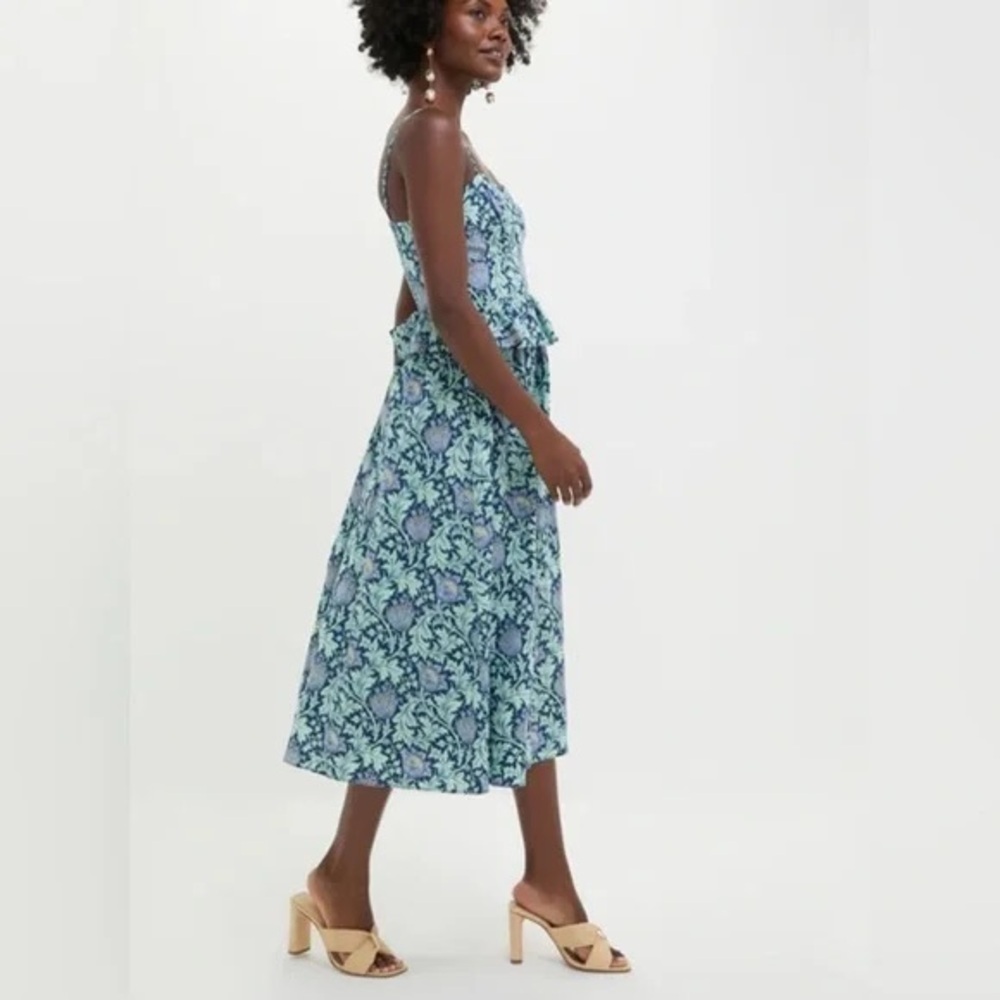 Blue Leafy Floral Maeve Midi Dress